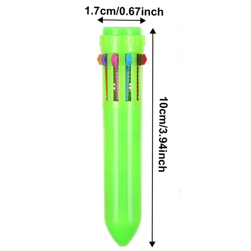 HESTYA 12 Pcs Multicolor Ballpoint Pen 10-in-1 Christmas Shuttle Pens 0.5 mm Retractable Ballpoint Pens Colorful Plastic Neon Pen for Christmas Office Supplies Gift - Image 3